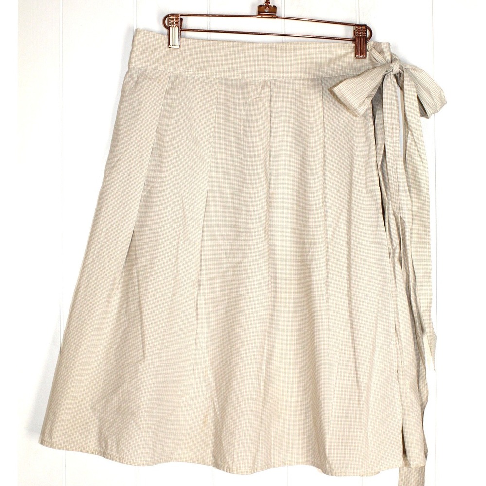 Theory Women's Pleated Wrap Skirt Knee Length Cotton Blend Size 6